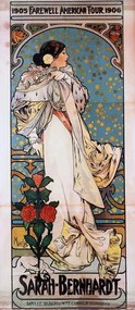 Mucha, Alphonse Marie - Εκτύπωση έργου τέχνης Sarah Bernhardt's Farewell American Tour, (21.8 x 50 cm)