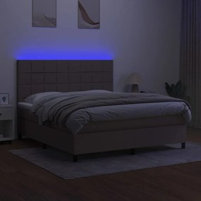 vidaXL Κρεβάτι Boxspring με Στρώμα &amp; LED Taupe 180x200 εκ. Υφασμάτινο