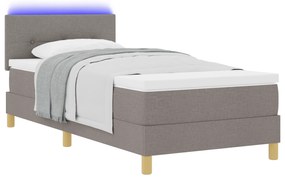 vidaXL Box Spring Bed με Στρώμα & LED Ταπί 90x200 εκ. Ύφασμα