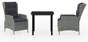 vidaXL Σετ Τραπεζαρίας Κήπου 3 Τεμαχίων Ανοιχτό Γκρι