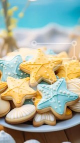 Intra Συλλεκτικό Ξύλινο Παζλ Plywood 4mm - Μπισκότα με θέμα τον ωκεανό στο πιάτο Σε Ξύλινο Κουτί - Διαστάσεις: 10x10 cm – 25 κομμάτια