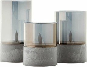 Κερί LED Brilliant Γκρι Μέταλλο 3 Μονάδες