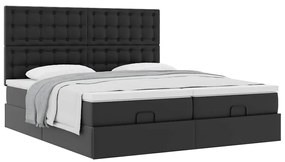 vidaXL Οθωμανικό κρεβάτι με στρώματα Μαύρο 180x200cm Faux Leather