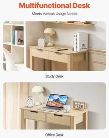 VEVOR Small Desk with Drawer Kids Desk for Bedroom Simple Study Table Light Wood