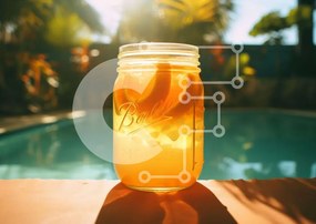 Intra Συλλεκτικό Ξύλινο Παζλ Plywood 4mm - Δροσιστικό ποτό πορτοκαλιού δίπλα στην πισίνα Σε Ξύλινο Κουτί - Διαστάσεις: 10x10 cm – 25 κομμάτια