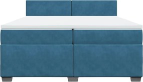 vidaXL Κρεβάτι Boxspring με Στρώμα Μπλε 200x200 εκ. Βελούδινο
