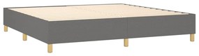 vidaXL Κρεβάτι Boxspring με Στρώμα &amp; LED Σκ.Γκρι 200x200εκ. Υφασμάτινο