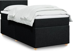 vidaXL Κρεβάτι Boxspring με Στρώμα Μαύρο 90x200 εκ. Υφασμάτινο