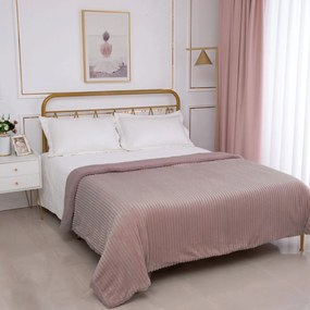 Κουβέρτα Fleece Υπέρδιπλη (220x240) Με Γουνάκι Silk Fashion Κοτλέ Συκλαμέν