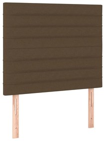 vidaXL Κρεβάτι Boxspring με Στρώμα &amp; LED Σκ.Καφέ 90x200 εκ. Υφασμάτινο
