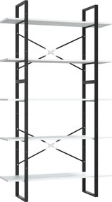 vidaXL Βιβλιοθήκη με 5 Ράφια Λευκή 100 x 30 x 175 εκ. από Επεξ. Ξύλο