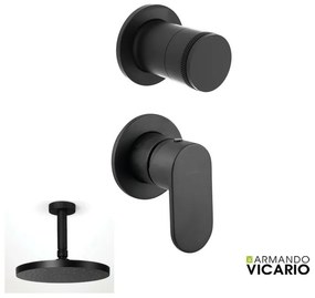 Armando Vicario Slim Black Matt Μίκτης Εντοιχισμού 1 Εξ.+εκτροπέας περ/κος 2 εξ.+ Ανακλινόμενη Κεφαλή Round Ø30εκ+Μπράτσο Οροφής