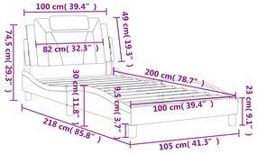 Πλαίσιο Κρεβατιού με Κεφαλάρι Γκρι 100x200 εκ. Συνθετικό Δέρμα - Γκρι