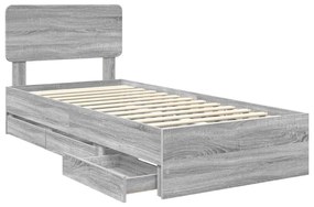 vidaXL Σκελετός Κρεβατιού Γκρίζο Σονομα 100 x 200 cm Μηχανήματος Ξύλο