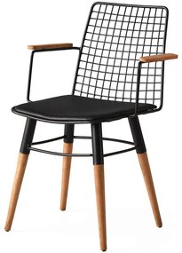 Καρέκλα Trend (Σετ 2Τμχ) 974NMB1209 43x39x82cm Walnut-Black Metal, Leather