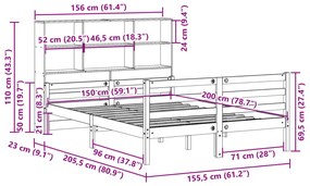 ΚΡΕΒΑΤΙ ΒΙΒΛΙΟΘΗΚΗ ΧΩΡΙΣ ΣΤΡΩΜΑ 150X200 ΕΚ ΜΑΣΙΦ ΞΥΛΟ ΠΕΥΚΟΥ 3322240