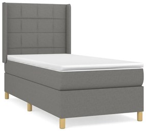 Κρεβάτι Boxspring με Στρώμα Σκούρο Γκρι 80x200 εκ. Υφασμάτινο - Γκρι