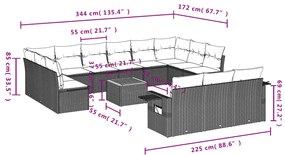 vidaXL Σαλόνι Κήπου Σετ14 Τεμαχίων με Μαξιλάρια Μικτό Μπεζ Συνθ. Ρατάν