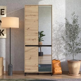 Παπουτσοθήκη - Ντουλάπα Flannan 2K4V 2OG Artisan Oak - Μαύρο Μάτ 80x40x205 εκ. 80x40x205 εκ.