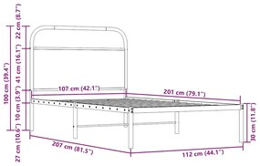 Πλαίσιο Κρεβατιού Χωρ. Στρώμα Sonoma Δρυς 107x203 εκ Επ. Ξύλο - Καφέ