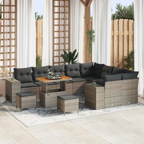 vidaXL Σετ Καναπέ Κήπου Ρυθμιζόμενο ύψος 12 pcs Γκρι συνθετικό ρατάν