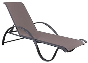 NEXT Ξαπλώστρα, Αλουμίνιο Βαφή Ανθρακί, Textilene Cappuccino 67x194x29/47cm