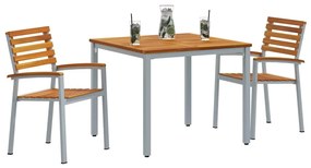 vidaXL Σέτ φαγητού για κήπο 3 pcs Γκρι και καφέ 90 x 90 x 75 cm