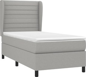 vidaXL Κρεβάτι Boxspring με Στρώμα Ανοιχτό Γκρι 100x200 εκ. Υφασμάτινο