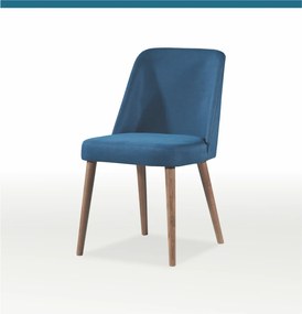 Ξύλινη-βελούδινη καρέκλα Zini μπλε σκούρο-καφέ 83x49x47x44cm, FAN1234