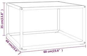 Τραπεζάκι Σαλονιού Μαύρο 60x60x35 εκ. Λευκό Γυαλί Όψη Μαρμάρου - Μαύρο