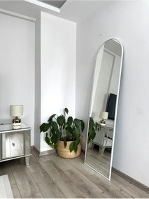 Stewehome Οβάλ καθρέφτης με μεταλλικό πλαίσιο και βάση Λευκό 180x50x1.5 cm