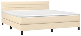 vidaXL Κρεβάτι Boxspring με Στρώμα Κρεμ 160x200 εκ. Υφασμάτινο