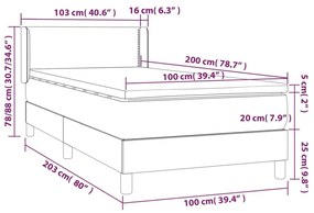 Κρεβάτι Boxspring με Στρώμα Κρεμ 100x200εκ. από Συνθετικό Δέρμα - Κρεμ