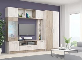 Σύνθετο Σαλονιού Lola με φωτισμό Led 260x190x52cm Oak Norte + Oak Blanco - GRA931