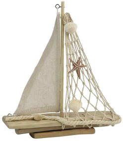 Καράβι Διακοσμητικό 013.786729 17x20,5cm Ξύλινο Natural Wood, Rope