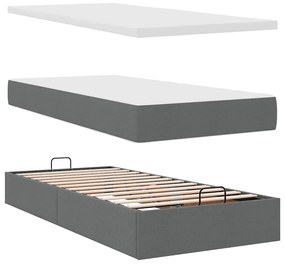 Οθωμανικό κρεβάτι με στρώμα Σκούρο γκρι 80x200cm ύφασμα 3311332