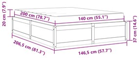 Κρεβάτι με Στρώμα Καφέ Κεριού 140x200 εκ Μασίφ Ξύλο Πεύκου - Καφέ