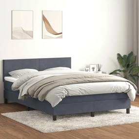 vidaXL Κρεβάτι Boxspring με Στρώμα Σκούρο Γκρι 140x210 εκ. Βελούδινο