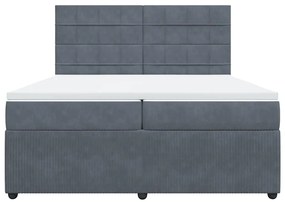 vidaXL Κρεβάτι Boxspring με Στρώμα Σκούρο Γκρι 200x200 εκ. Βελούδινο