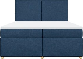vidaXL Κρεβάτι Boxspring με Στρώμα Μπλε 200x200 εκ. Υφασμάτινο