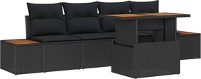 vidaXL Σετ Καναπέ Κήπου με αποθήκευση 5 pcs Μαύρο Πολυ ράταν