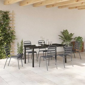 vidaXL Σέτ φαγητού για κήπο 7 pcs Σκούρο γκρι Ατσάλι