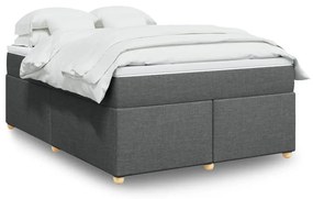 Κρεβάτι Boxspring με Στρώμα Σκούρο Γκρι 140x200 εκ Υφασμάτινο