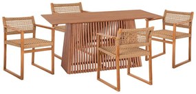 Τραπεζαρία Narley (Σετ 5Τμχ) HM21078.01 160x79,5x76,5cm Natural Four Seater Wood, Rope