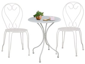 OUTDOOR DINING SET 3PCS  METALLIC WHITE