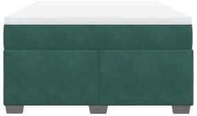 vidaXL Κρεβάτι Boxspring με Στρώμα Σκούρο Πράσινο 160x200εκ. Βελούδινο