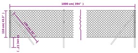 vidaXL Συρματόπλεγμα Περίφραξης Πράσινο 1,1 x 10 μ. με Στύλους