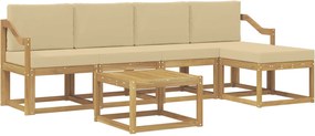 vidaXL Σειρά Καναπέ Εξωτερικού με μαξιλάρι 6 pcs Λευκό και Μπεζ