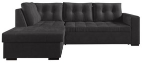 Γωνιακός Καναπές Κρεβάτι Verano Μαύρο με αποθηκευτικό χώρο 247x174x88cm - Αριστερή Γωνία - TED4589