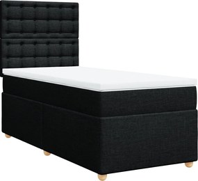 vidaXL Κρεβάτι Boxspring με Στρώμα Μαύρο 90x190 εκ.Υφασμάτινο